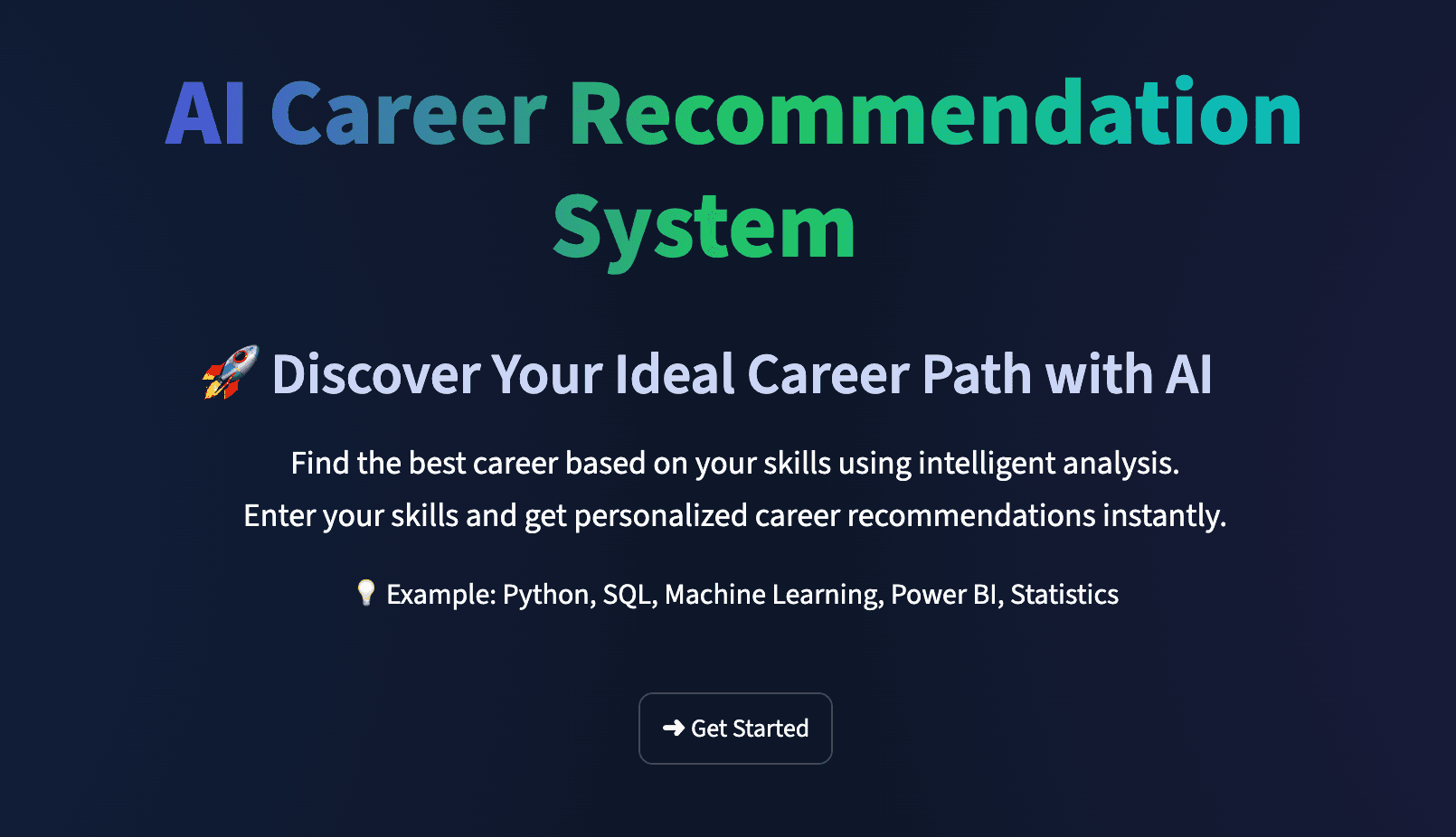Career Recommendation System web application interface